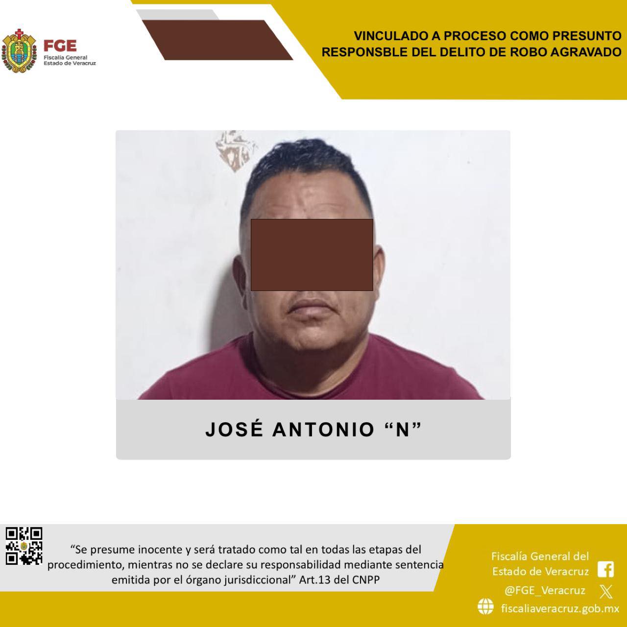 𝗖𝗮𝗲 𝗽𝗿𝗲𝘀𝘂𝗻𝘁𝗼 𝗿𝗲𝘀𝗽𝗼𝗻𝘀𝗮𝗯𝗹𝗲 𝗱𝗲 𝗿𝗼𝗯𝗼 𝗮𝗴𝗿𝗮𝘃𝗮𝗱𝗼; 𝗙𝗶𝘀𝗰𝗮𝗹𝗶́𝗮 𝗱𝗲 𝗩𝗲𝗿𝗮𝗰𝗿𝘂𝘇 𝗹𝗼𝗴𝗿𝗮 𝘀𝘂 𝘃𝗶𝗻𝗰𝘂𝗹𝗮𝗰𝗶𝗼́𝗻 𝗮 𝗽𝗿𝗼𝗰𝗲𝘀𝗼