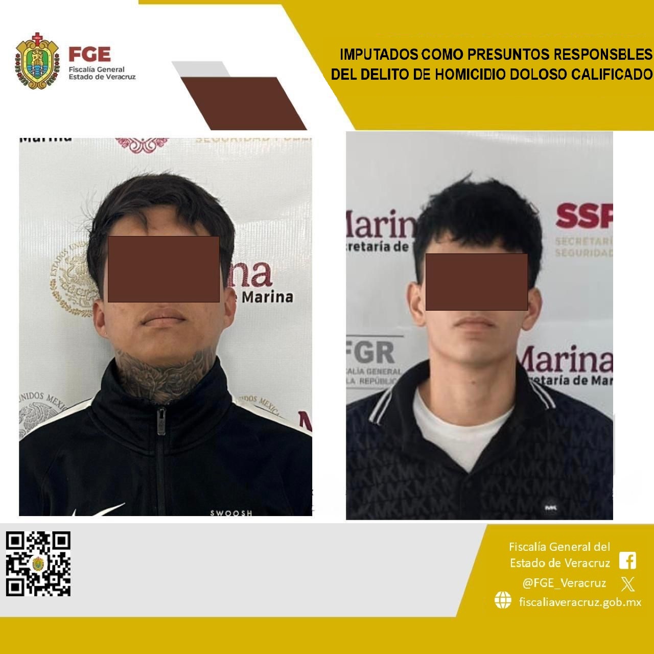 Prisión preventiva en contra de presuntos homicidas en Boca del Río