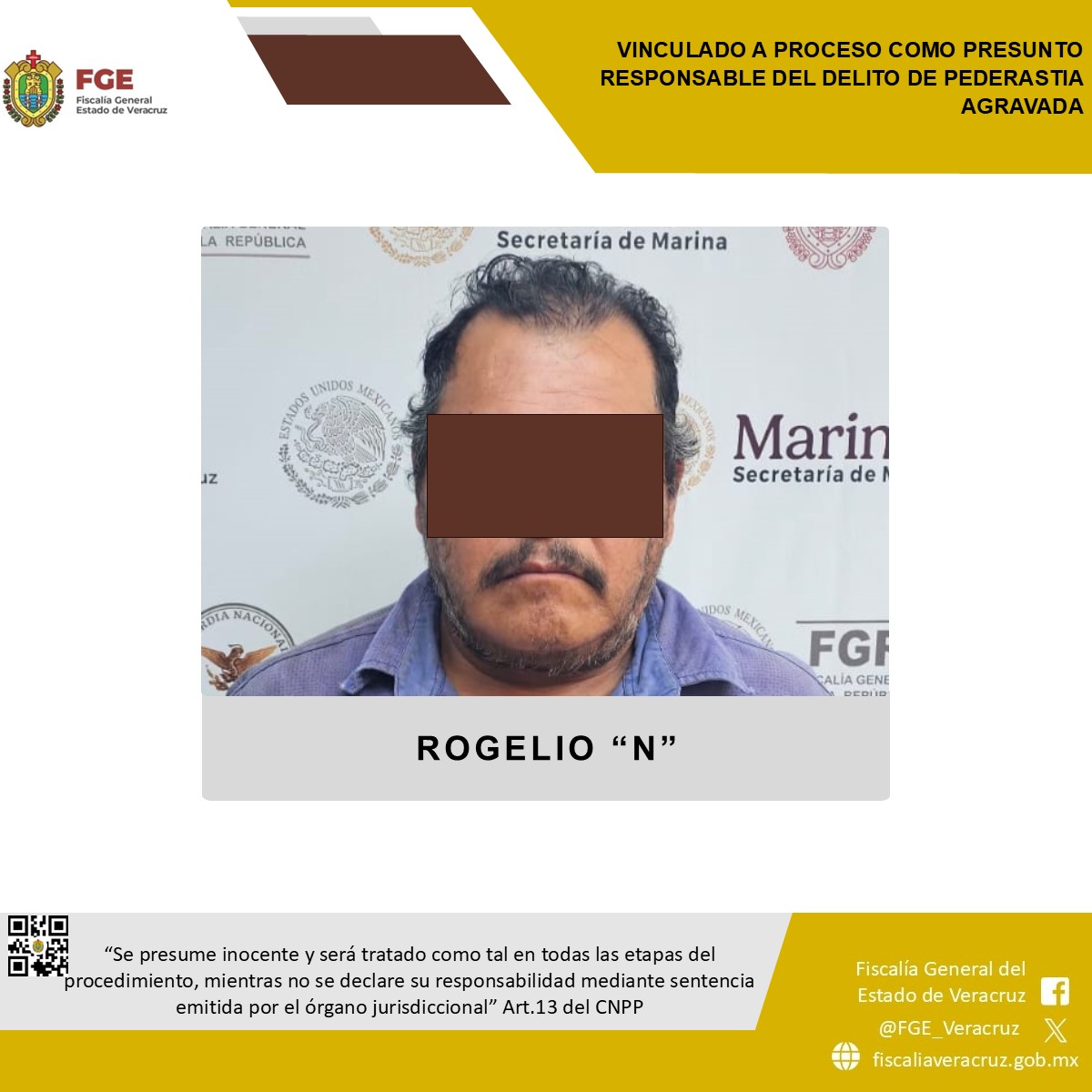 Fiscalía de Veracruz logra vinculación a proceso contra presunto responsable de pederastia agravada en Alto Lucero