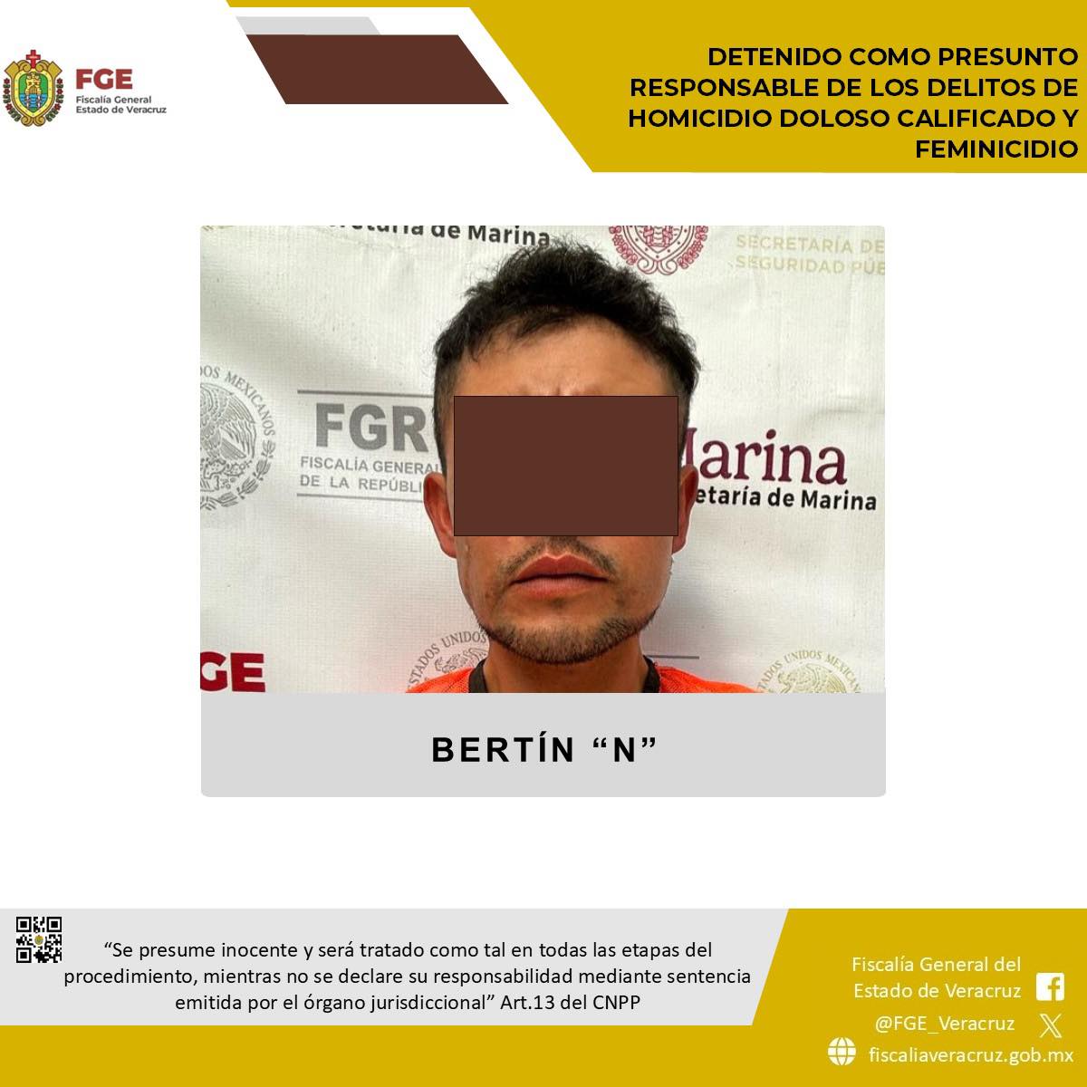 En Chocamán, la FGE cumplimenta orden de aprehensión contra presunto responsable de homicidio doloso calificado y feminicidio