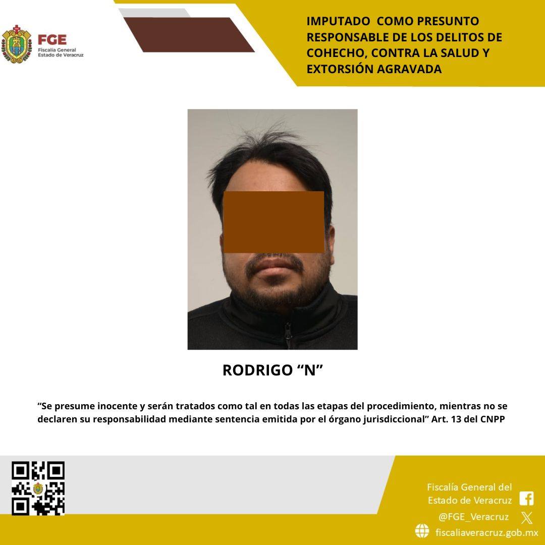 Prisión preventiva oficiosa a presunto responsable de los delitos de cohecho, contra la salud y extorsión agravada