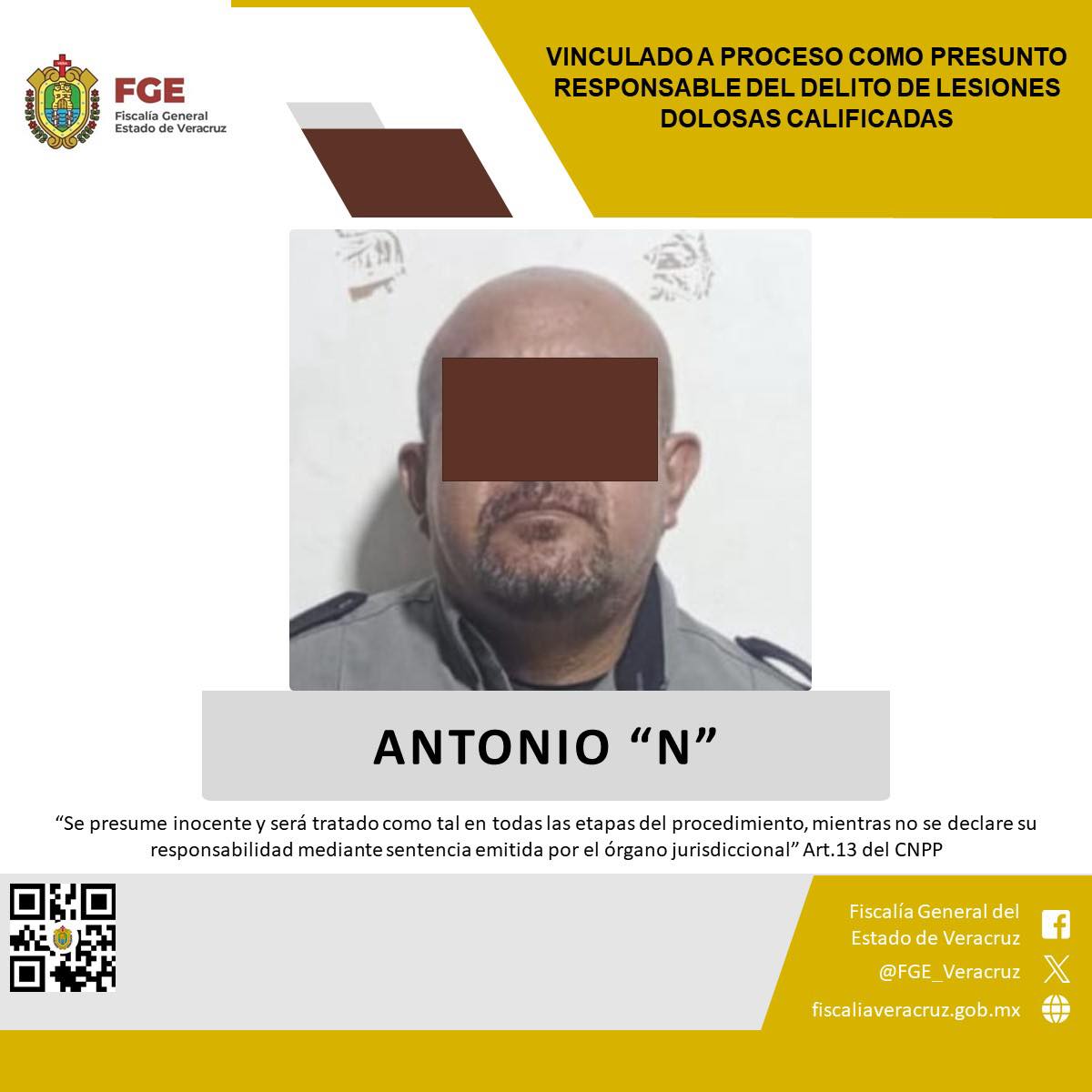 Ratifican prisión preventiva oficiosa tras vinculación por lesiones dolosas calificadas en Veracruz