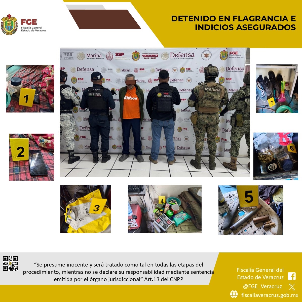 Detenido en flagrancia y objetos asegurados en operativo de cateo con fuerzas federales y estatales en Boca del Río