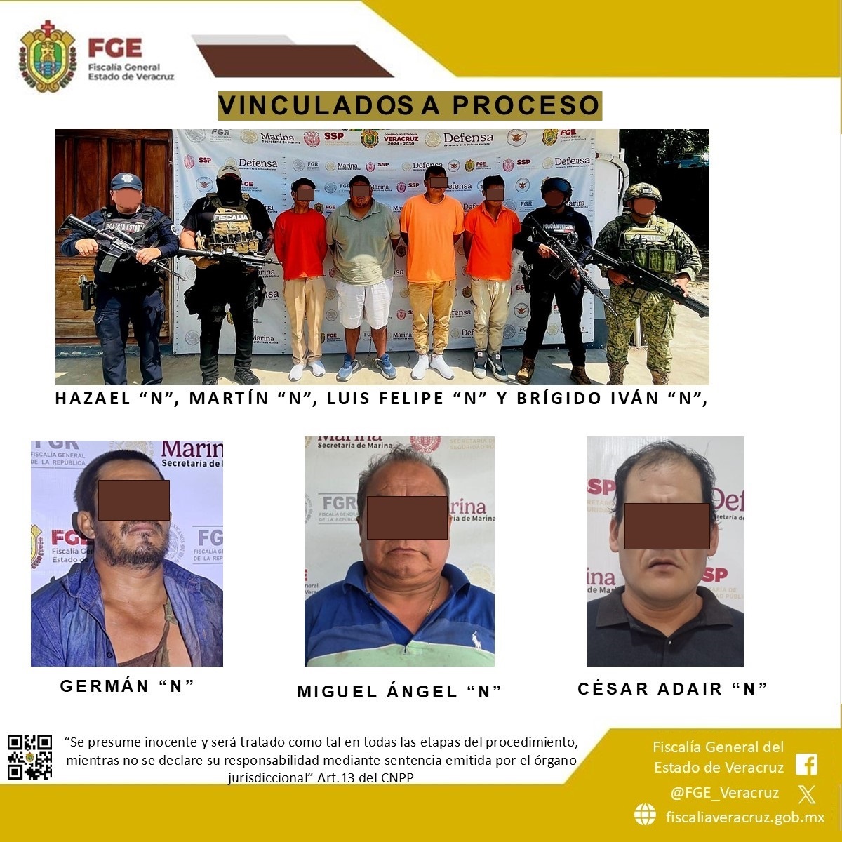 En Papantla, Cosoleacaque, Minatitlán y Córdoba, la FGE vincula a proceso a presuntos homicidas, feminicida y agresores sexuales