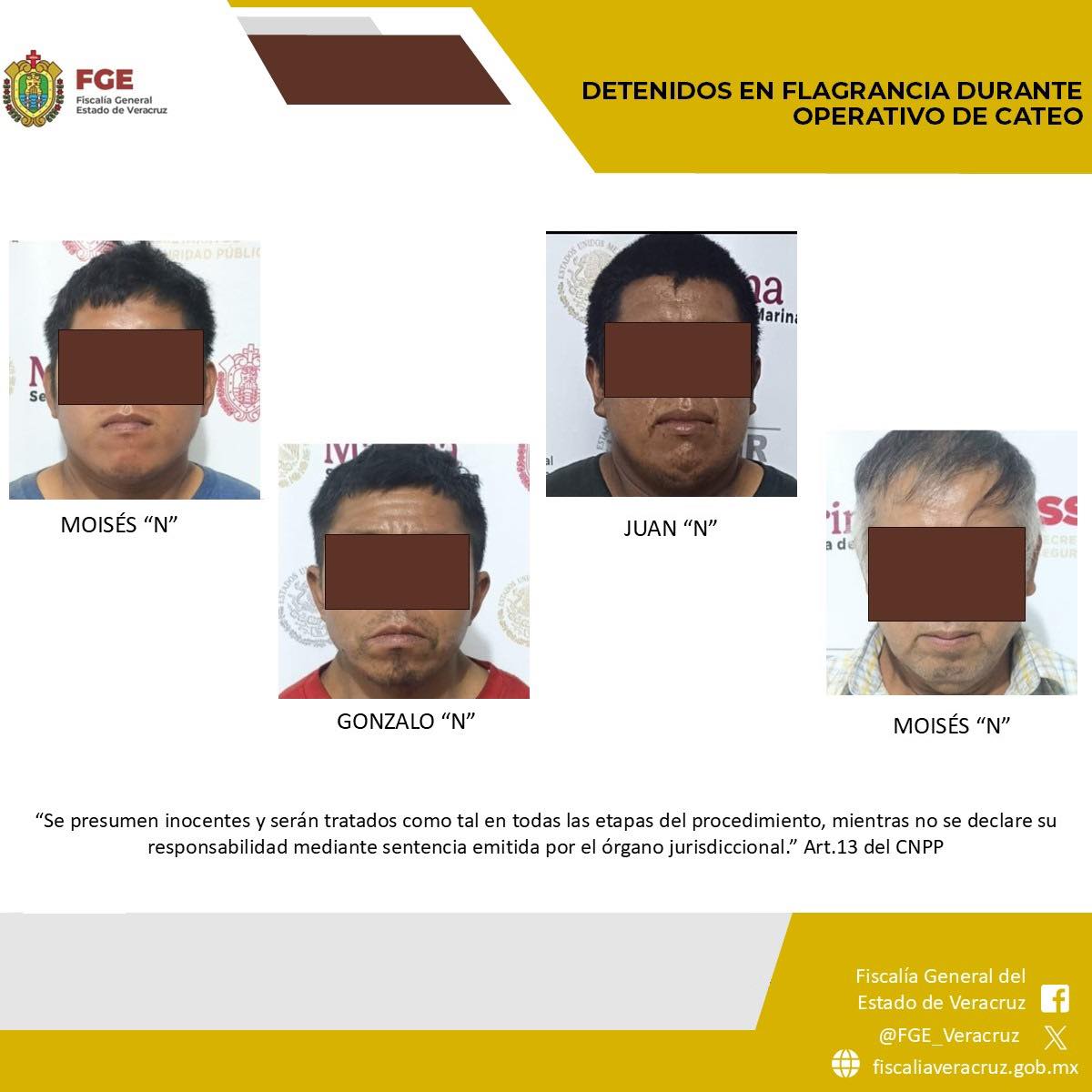 Detenidos en flagrancia y objetos asegurados en operativo de cateo con fuerzas federales y estatales en la zona norte