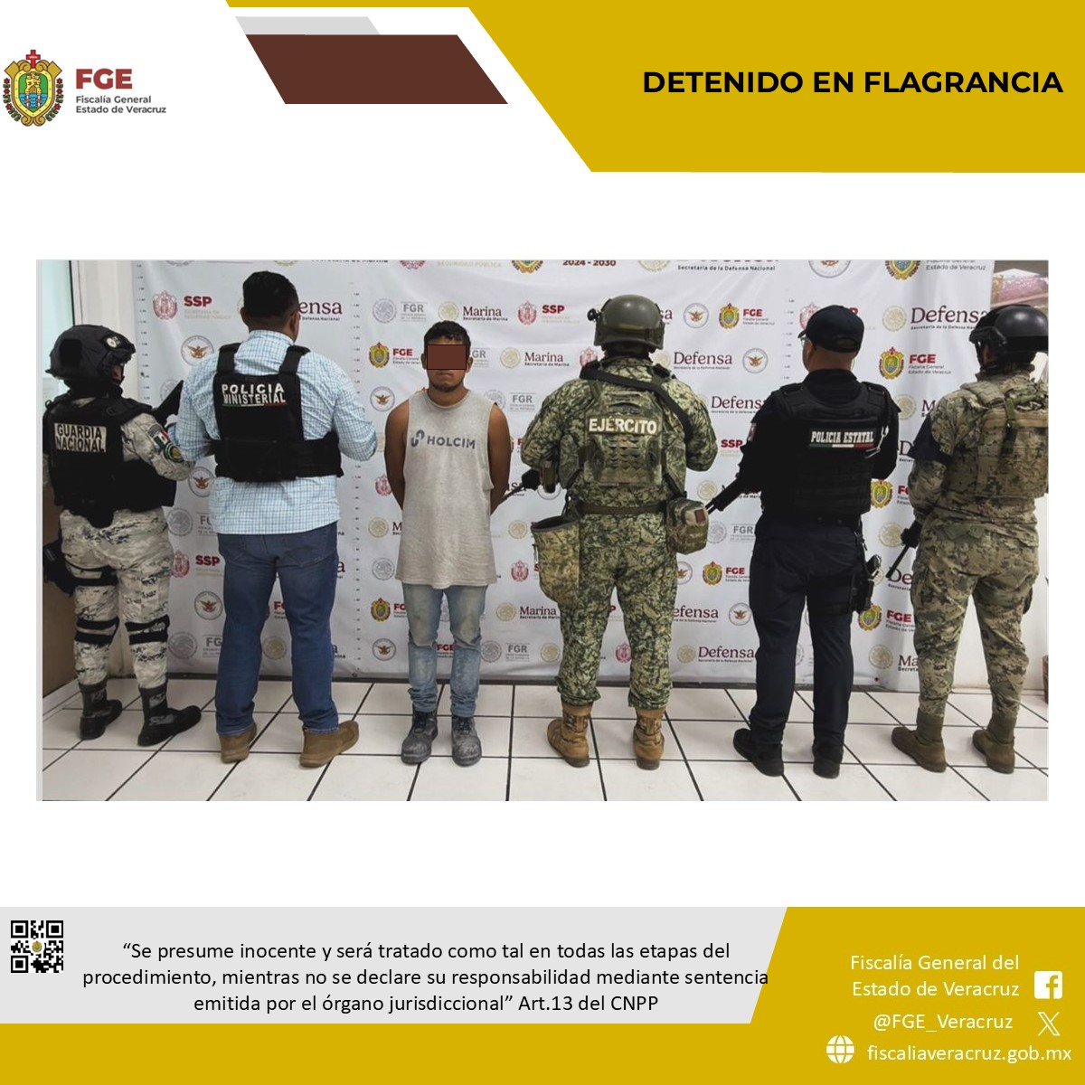 Detenido en flagrancia en operativo de cateo en Boca del Río