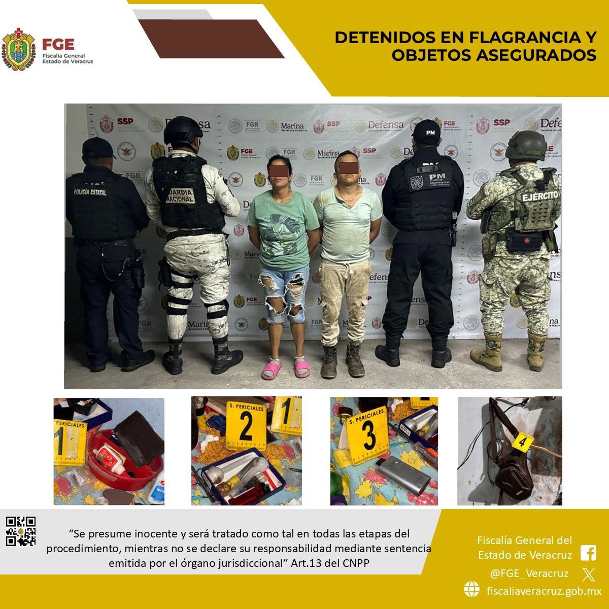 Detenidos en flagrancia y objetos asegurados en operativo de cateo con fuerzas federales y estatales en La Antigua