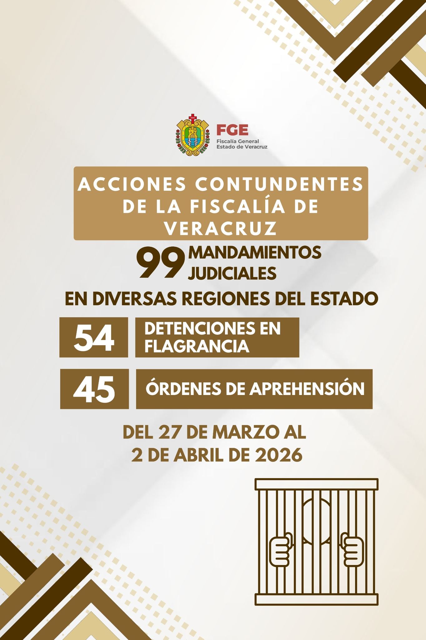 𝗚𝗼𝗹𝗽𝗲 𝗳𝗶𝗿𝗺𝗲 𝗰𝗼𝗻𝘁𝗿𝗮 𝗲𝗹 𝗱𝗲𝗹𝗶𝘁𝗼:  𝗹𝗼𝗴𝗿𝗮 𝗙𝗶𝘀𝗰𝗮𝗹𝗶́𝗮 𝗱𝗲 𝗩𝗲𝗿𝗮𝗰𝗿𝘂𝘇 𝟵𝟵 𝗱𝗲𝘁𝗲𝗻𝗰𝗶𝗼𝗻𝗲𝘀 𝗲𝗻 𝟮𝟬 𝗺𝘂𝗻𝗶𝗰𝗶𝗽𝗶𝗼𝘀