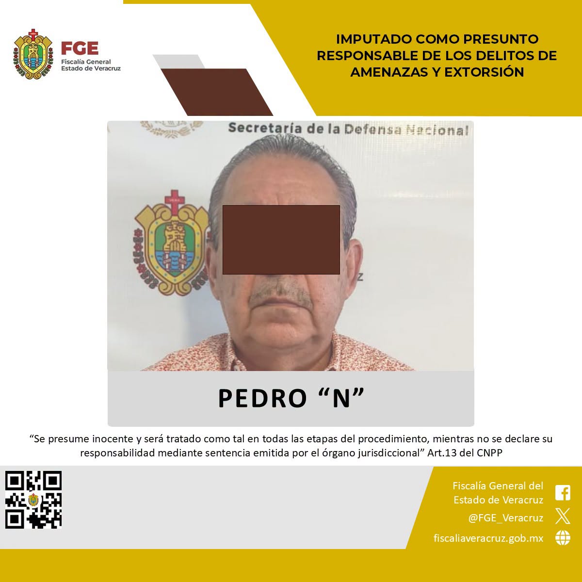 𝗣𝗿𝗶𝘀𝗶𝗼́𝗻 𝗽𝗿𝗲𝘃𝗲𝗻𝘁𝗶𝘃𝗮 𝗮 𝗽𝗿𝗲𝘀𝘂𝗻𝘁𝗼 𝗿𝗲𝘀𝗽𝗼𝗻𝘀𝗮𝗯𝗹𝗲 𝗱𝗲 𝗹𝗼𝘀 𝗱𝗲𝗹𝗶𝘁𝗼𝘀 𝗱𝗲 𝗲𝘅𝘁𝗼𝗿𝘀𝗶𝗼́𝗻 𝘆 𝗮𝗺𝗲𝗻𝗮𝘇𝗮𝘀 𝗲𝗻 𝗩𝗲𝗿𝗮𝗰𝗿𝘂𝘇