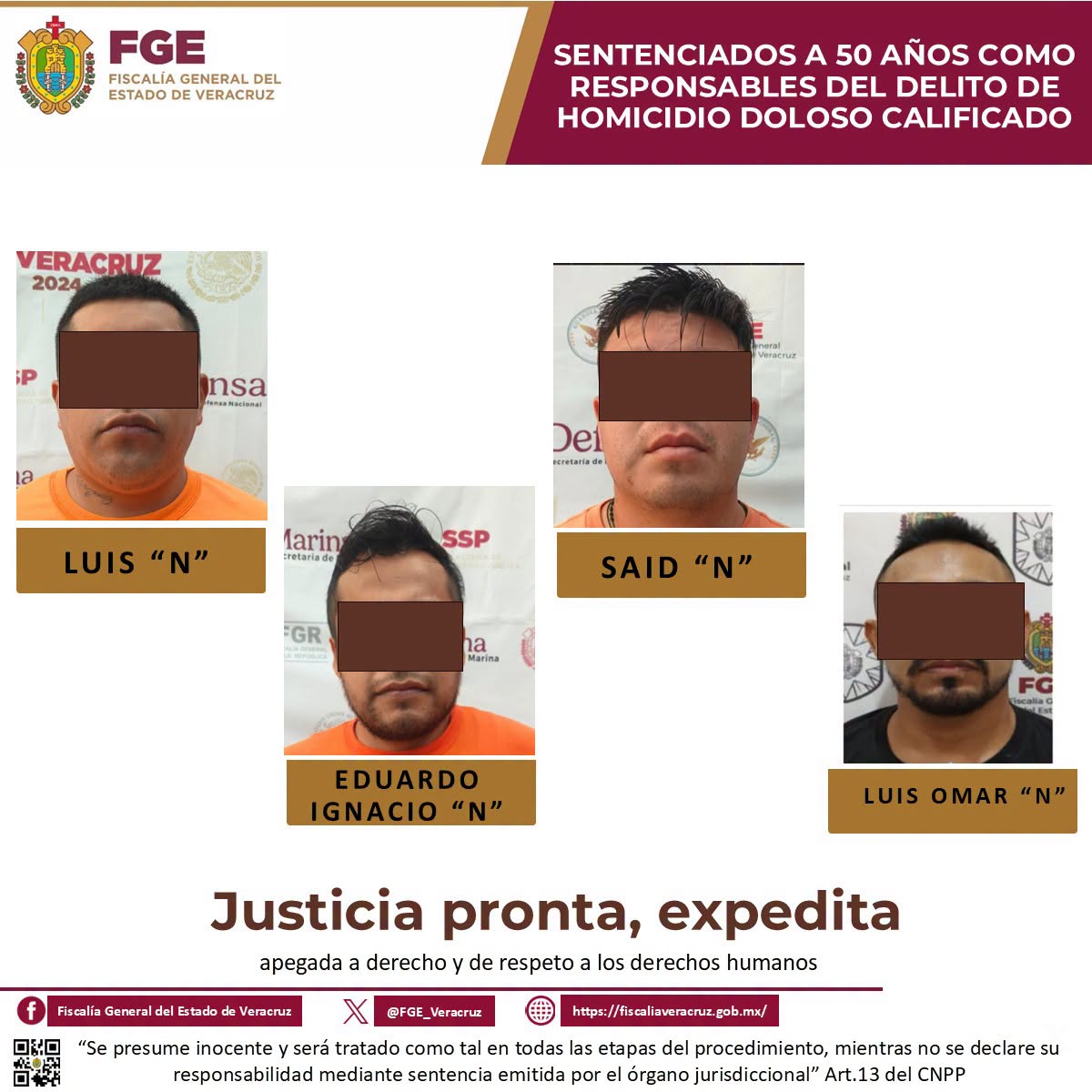 𝗖𝗼𝗻𝗱𝗲𝗻𝗮𝗻 𝗮 𝟱𝟬 𝗮𝗻̃𝗼𝘀 𝗱𝗲 𝗽𝗿𝗶𝘀𝗶𝗼́𝗻 𝗮 𝗰𝘂𝗮𝘁𝗿𝗼 𝗿𝗲𝘀𝗽𝗼𝗻𝘀𝗮𝗯𝗹𝗲𝘀 𝗱𝗲 𝗵𝗼𝗺𝗶𝗰𝗶𝗱𝗶𝗼 𝗲𝗻 𝗖𝗵𝗼𝗰𝗮𝗺𝗮́𝗻