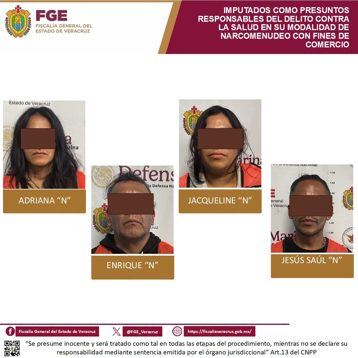 𝗣𝗿𝗶𝘀𝗶𝗼́𝗻 𝗽𝗿𝗲𝘃𝗲𝗻𝘁𝗶𝘃𝗮 𝗮 𝗰𝘂𝗮𝘁𝗿𝗼 𝗽𝗲𝗿𝘀𝗼𝗻𝗮𝘀 𝗽𝗼𝗿 𝗽𝗿𝗲𝘀𝘂𝗻𝘁𝗼 𝗻𝗮𝗿𝗰𝗼𝗺𝗲𝗻𝘂𝗱𝗲𝗼 𝗲𝗻 𝗢𝗿𝗶𝘇𝗮𝗯𝗮
